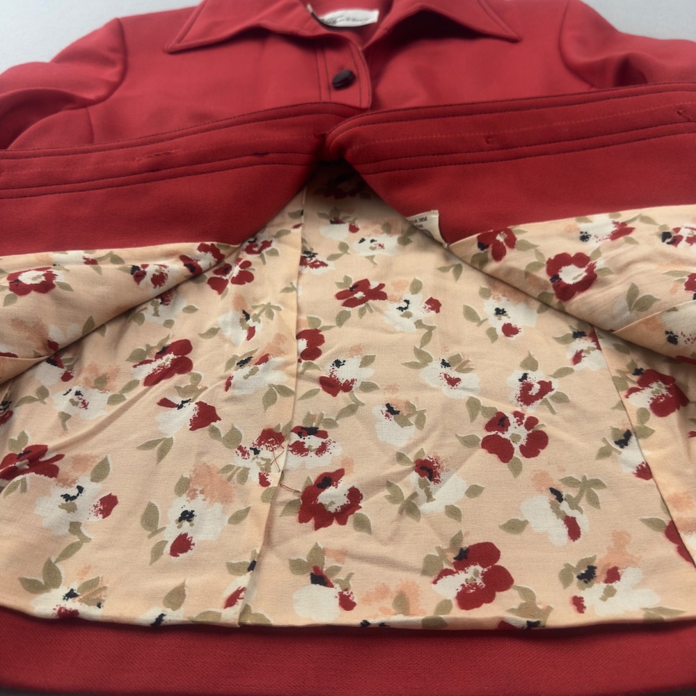 Vintage Ann Murray Red Wool Jacket Womens Cropped Button Front Lined Coat - Picture 12 of 16